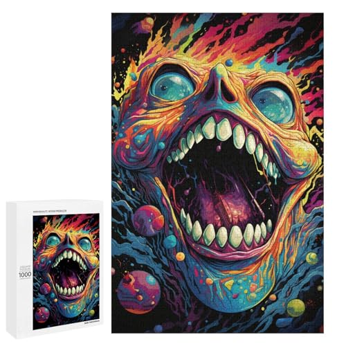 Puzzle für Erwachsene mit 1000 Teilen farbenfrohe Psychedelia der Weltraummonster Hands on Spiel 75 x 50 cm von QSYFNBZL