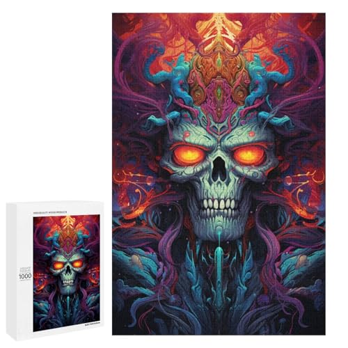 Puzzle für Erwachsene mit 1000 Teilen farbenfrohe Psychedelia mit mysteriösen Totenköpfen Hands on Spiel 75 x 50 cm von QSYFNBZL