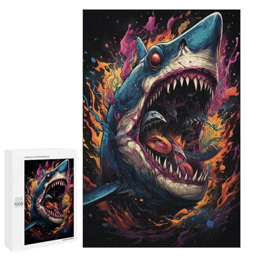 Puzzle für Erwachsene mit 1000 Teilen farbenfrohe Psychedelia of Sharks Wanddekoration Stressabbau 75 x 50 cm Puzzle für Erwachsene mit 1000 Teilen farbenfrohe Psychedelia of Sharks Wanddekoration Stressabbau 75 x 50 cm von QSYFNBZL