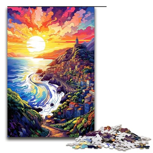 Puzzle für Erwachsene mit 1000 Teilen farbenfrohe psychedelische Landschaft dekomprimierend intellektuelles Lernspielzeug Geschenkideen 75 x 50 cm von QSYFNBZL