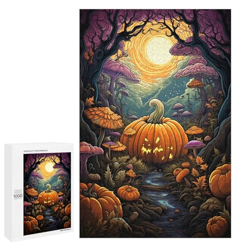 Puzzle für Erwachsene mit 1000 Teilen farbenfrohe psychedelische Zeichnung eines Kürbis Puzzles praktisches Spiel 75 x 50 cm von QSYFNBZL