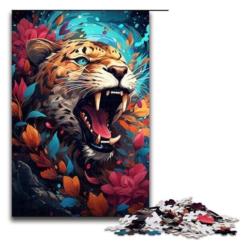Puzzle für Erwachsene mit 1000 Teilen farbenfroher Psychedelischer Leopard zum Dekomprimieren intellektuelles Lernspielzeug Geschenkideen 75 x 50 cm von QSYFNBZL