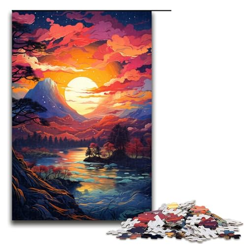 Puzzle für Erwachsene mit 1000 Teilen farbenfroher Psychedelischer Sonnenuntergang am Berg Fuji lustiges Familienpuzzle mit passendem Poster und Quizblatt 75 x 50 cm Puzzle für Erwachsene mit 1000 Teilen farbenfroher Psychedelischer Sonnenuntergang am Berg Fuji lustiges Familienpuzzle mit passendem Poster und Quizblatt 75 x 50 cm von QSYFNBZL