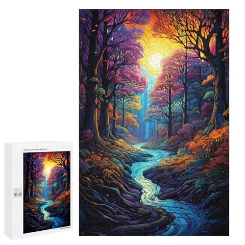Puzzle für Erwachsene mit 1000 Teilen farbenfrohes psychedelisches Fantasiewald Puzzle praktisches Spiel 75 x 50 cm von QSYFNBZL