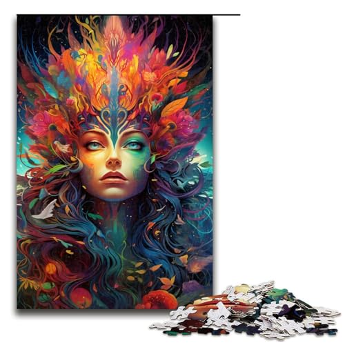 Puzzle für Erwachsene mit 1000 Teilen farbenfrohes psychedelisches Frauenpuzzle Wanddekoration geeignet als Schreibtischdekoration 75 x 50 cm von QSYFNBZL