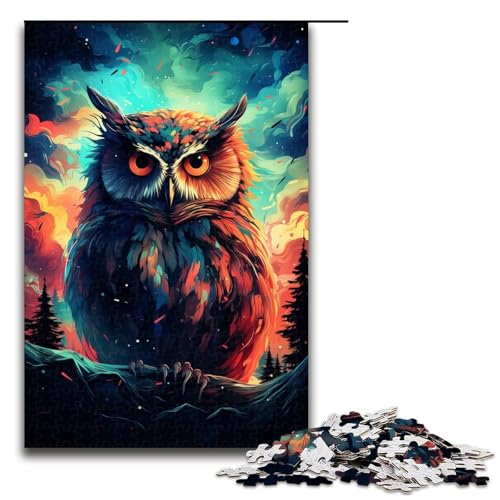 Puzzle für Erwachsene mit 1000 Teilen farbenfrohes psychedelisches Galaxie Eulen Puzzle praktisches Spiel 75 x 50 cm von QSYFNBZL