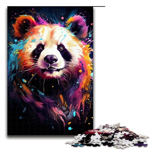 Puzzle für Erwachsene mit 1000 Teilen farbenfrohes psychedelisches Gemälde Panda Puzzle Spiel zum Anfassen 75 x 50 cm von QSYFNBZL