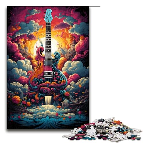 Puzzle für Erwachsene mit 1000 Teilen farbenfrohes psychedelisches Gitarrenpuzzle praktisches Spiel 75 x 50 cm von QSYFNBZL