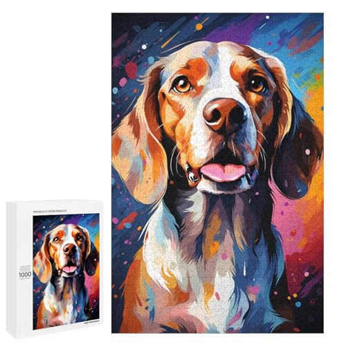 Puzzle für Erwachsene mit 1000 Teilen farbenfrohes psychedelisches Kunst Farbhund Puzzle praktisches Spiel 75 x 50 cm von QSYFNBZL