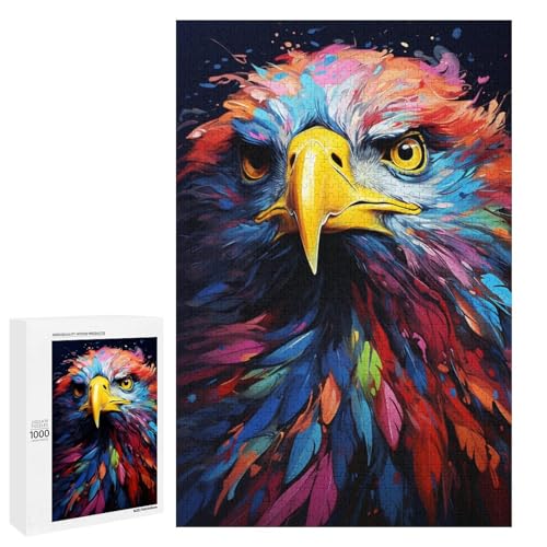 Puzzle für Erwachsene mit 1000 Teilen farbenfrohes psychedelisches Kunstadler Lernpuzzle Lernspiel für Geburtstag und Weihnachten 75 x 50 cm von QSYFNBZL