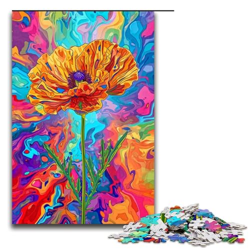 Puzzle für Erwachsene mit 1000 Teilen farbenfrohes psychedelisches Mohn Puzzle Spiel zum Anfassen 75 x 50 cm von QSYFNBZL