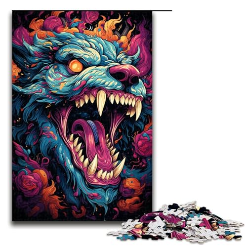 Puzzle für Erwachsene mit 1000 Teilen farbenfrohes psychedelisches Monster Puzzle Spiel zum Anfassen 75 x 50 cm von QSYFNBZL