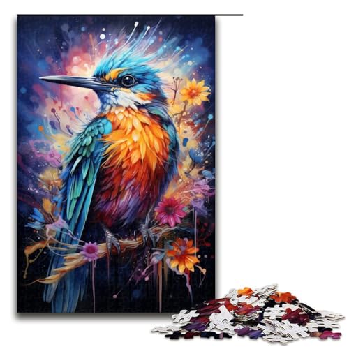 Puzzle für Erwachsene mit 1000 Teilen farbenfrohes psychedelisches Regenbogenvogel Puzzle praktisches Spiel 75 x 50 cm von QSYFNBZL