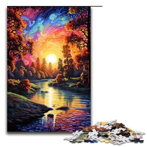 Puzzle für Erwachsene mit 1000 Teilen farbenfrohes psychedelisches Sacramento Puzzle aus Kalifornien Spiel zum Anfassen 75 x 50 cm von QSYFNBZL