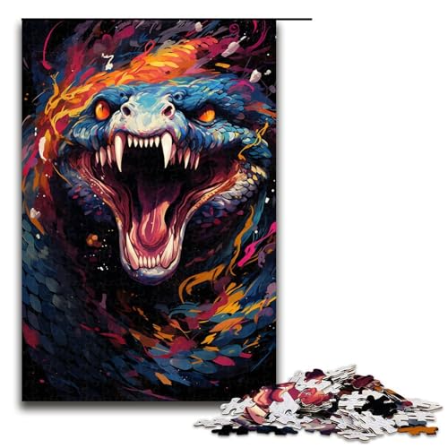 Puzzle für Erwachsene mit 1000 Teilen farbenfrohes psychedelisches Schlangengemälde Hands on Spiel 75 x 50 cm von QSYFNBZL