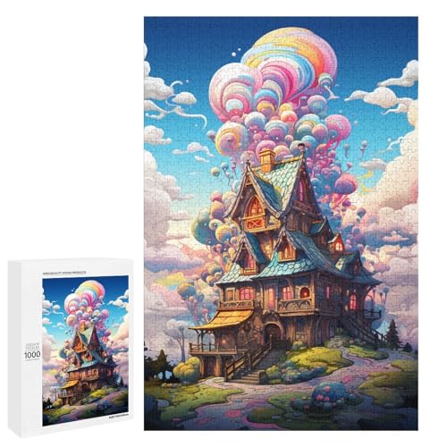 Puzzle für Erwachsene mit 1000 Teilen farbenfrohes psychedelisches Süßigkeitenschloss Puzzle praktisches Spiel 75 x 50 cm von QSYFNBZL