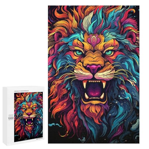 Puzzle für Erwachsene mit 1000 Teilen farbenfrohes psychedelisches Tier Puzzle Spiel zum Anfassen 75 x 50 cm von QSYFNBZL