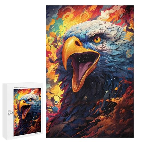 Puzzle für Erwachsene mit 1000 Teilen farbenfrohes psychedelisches Tieradler Lernpuzzle Lernspiel für Geburtstag und Weihnachten 75 x 50 cm von QSYFNBZL