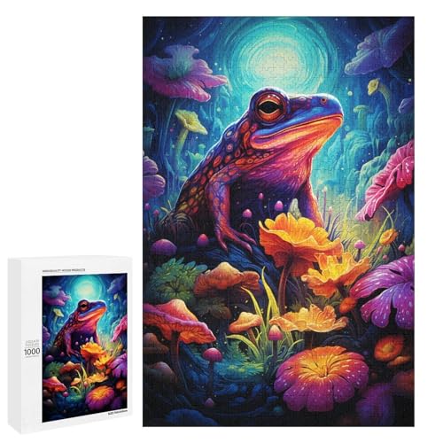Puzzle für Erwachsene mit 1000 Teilen farbenfrohes psychedelisches Tierfrosch Lernpuzzle Lernspiel für Geburtstag und Weihnachten 75 x 50 cm von QSYFNBZL