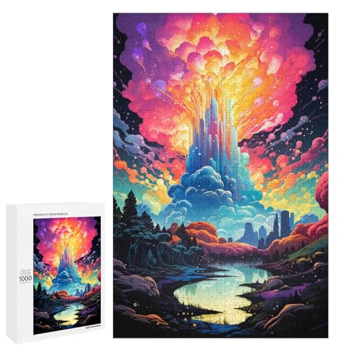 Puzzle für Erwachsene mit 1000 Teilen farbenfrohes psychedelisches Traumland Puzzle praktisches Spiel 75 x 50 cm von QSYFNBZL