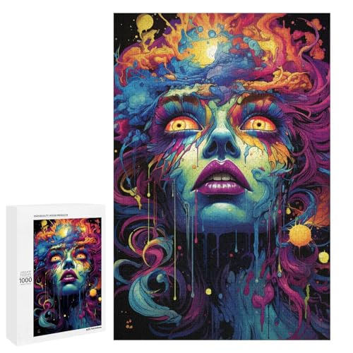Puzzle für Erwachsene mit 1000 Teilen farbenfrohes psychedelisches böses Monster Puzzle praktisches Spiel 75 x 50 cm von QSYFNBZL