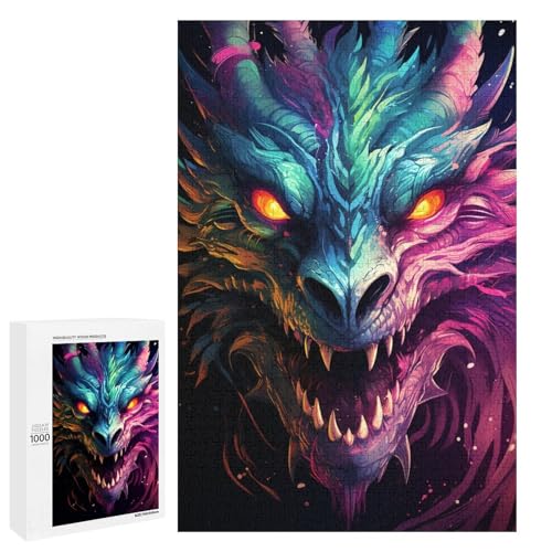 Puzzle für Erwachsene mit 1000 Teilen farbenfrohes psychedelisches kosmisches Drachenpuzzle Wanddekoration Stressabbau 75 x 50 cm von QSYFNBZL