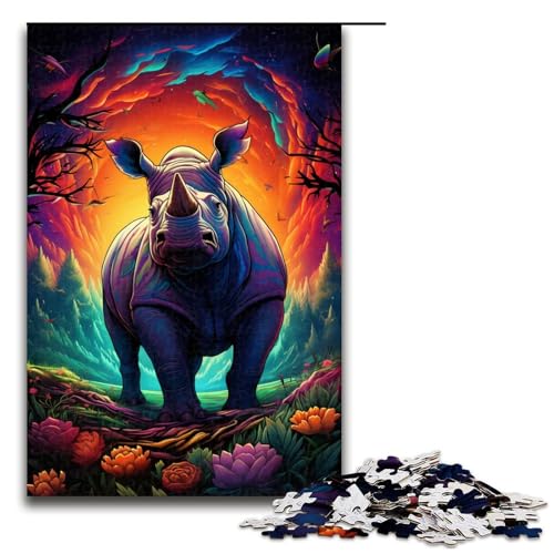 Puzzle für Erwachsene mit 1000 Teilen farbiges Nashorn Puzzle Wanddekoration Stressabbau 75 x 50 cm Puzzle für Erwachsene mit 1000 Teilen farbiges Nashorn Puzzle Wanddekoration Stressabbau 75 x 50 cm von QSYFNBZL