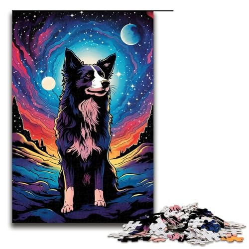 Puzzle für Erwachsene mit 1000 Teilen hübscher Husky Spiel zum Anfassen 75 x 50 cm von QSYFNBZL