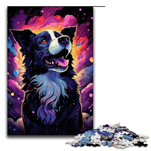 Puzzle für Erwachsene mit 1000 Teilen hübscher Husky Spiel zum Anfassen 75 x 50 cm von QSYFNBZL
