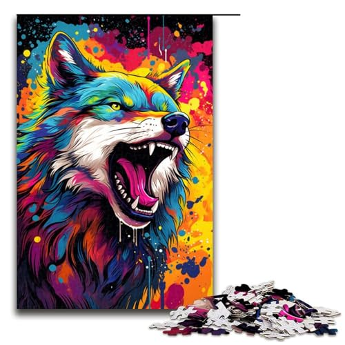Puzzle für Erwachsene mit 1000 Teilen psychedelisches Farbgemälde Wolf Puzzle Wanddekoration Stressabbau 75 x 50 cm Puzzle für Erwachsene mit 1000 Teilen psychedelisches Farbgemälde Wolf Puzzle Wanddekoration Stressabbau 75 x 50 cm von QSYFNBZL