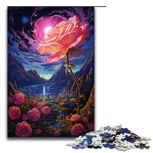 Puzzle für Erwachsene mit 1000 Teilen rosa Blumen unter dem Mond Wanddekoration Stressabbau 75 x 50 cm Puzzle für Erwachsene mit 1000 Teilen rosa Blumen unter dem Mond Wanddekoration Stressabbau 75 x 50 cm von QSYFNBZL