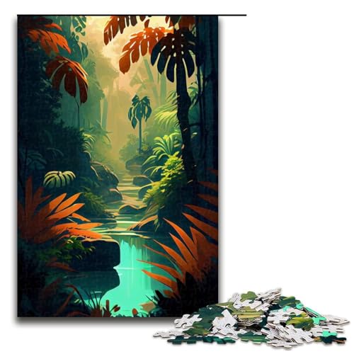 Puzzle für Erwachsene mit 1000 Teilen tropischer Teich praktisches Spiel 75 x 50 cm von QSYFNBZL