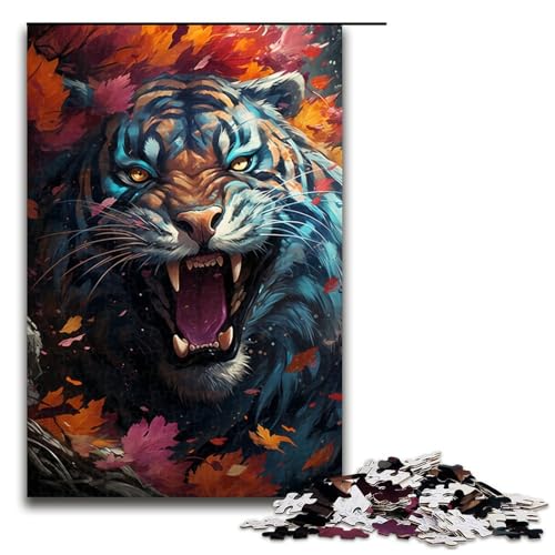 Puzzle für Erwachsene mit 1000 Teilen wildes Gemälde Feuertiger zum Dekomprimieren intellektuelles Lernspielzeug Geschenkideen 75 x 50 cm Puzzle für Erwachsene mit 1000 Teilen wildes Gemälde Feuertiger zum Dekomprimieren intellektuelles Lernspielzeug Geschenkideen 75 x 50 cm von QSYFNBZL