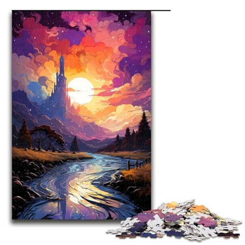 Puzzle für Erwachsene mit 1000 Teilen wunderschöne Fantasielandschaft Spiel zum Anfassen 75 x 50 cm von QSYFNBZL