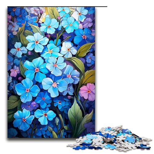 Puzzle für Erwachsene mit 1000 Teilen wunderschönes blaues Blumenpuzzle praktisches Spiel 75 x 50 cm von QSYFNBZL