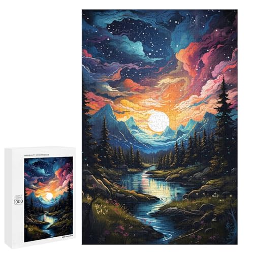 Puzzle mit 1000 Teilen farbenfroh psychedelisch Aurora Sonnenuntergang Berge Puzzle für Erwachsene Holz Familienspiel 75 x 50 cm Puzzle mit 1000 Teilen farbenfroh psychedelisch Aurora Sonnenuntergang Berge Puzzle für Erwachsene Holz Familienspiel 75 x 50 cm von QSYFNBZL
