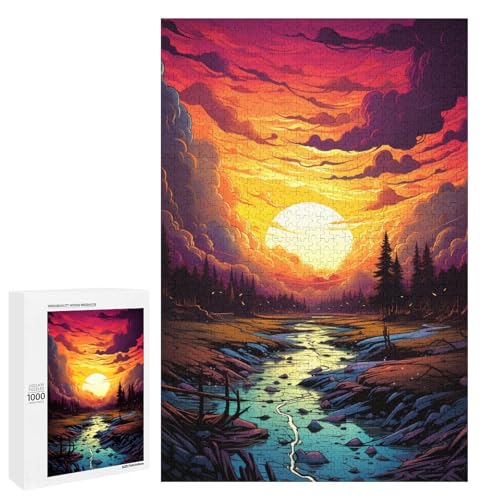 Puzzle mit 1000 Teilen farbenfroh psychedelisch verträumter Sonnenuntergang Puzzle für Erwachsene Holz Familienspiel 75 x 50 cm Puzzle mit 1000 Teilen farbenfroh psychedelisch verträumter Sonnenuntergang Puzzle für Erwachsene Holz Familienspiel 75 x 50 cm von QSYFNBZL