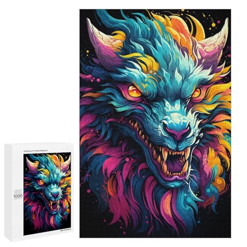 Puzzle mit 1000 Teilen farbenfrohes psychedelisches asiatisches Drachen Puzzle für Erwachsene Holz Familienspiel 75 x 50 cm Puzzle mit 1000 Teilen farbenfrohes psychedelisches asiatisches Drachen Puzzle für Erwachsene Holz Familienspiel 75 x 50 cm von QSYFNBZL