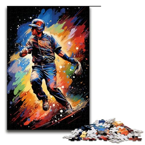 Puzzle mit 1000 Teilen für Erwachsene Fantasie Farbpuzzle mit Baseballspieler praktisches Spiel einzigartige Heimdekoration und Geschenke 75 x 50 cm von QSYFNBZL