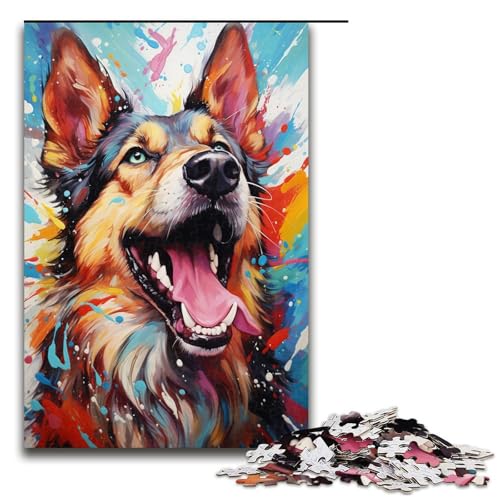 Puzzle mit 1000 Teilen für Erwachsene farbenfroh psychedelisch für Hunde praktisches Spiel einzigartige Heimdekoration und Geschenke 75 x 50 cm von QSYFNBZL