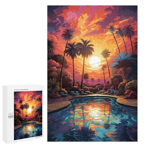 Puzzle mit 1000 Teilen für Erwachsene farbenfroh psychedelisch verträumt Sonnenuntergang am Pool Puzzle Geburtstagsgeschenk für Teenager ab 14 Jahren 75 x 50 cm Puzzle mit 1000 Teilen für Erwachsene farbenfroh psychedelisch verträumt Sonnenuntergang am Pool Puzzle Geburtstagsgeschenk für Teenager ab 14 Jahren 75 x 50 cm von QSYFNBZL
