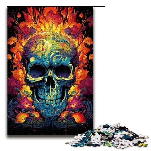 Puzzle mit 1000 Teilen für Erwachsene farbenfroher Psychedelischer Blumenschädel auf Flammen anspruchsvolles Spiel EIN Kunstwerk geeignet für Jugendliche ab 14 Jahren 75 x 50 cm Puzzle mit 1000 Teilen für Erwachsene farbenfroher Psychedelischer Blumenschädel auf Flammen anspruchsvolles Spiel EIN Kunstwerk geeignet für Jugendliche ab 14 Jahren 75 x 50 cm von QSYFNBZL