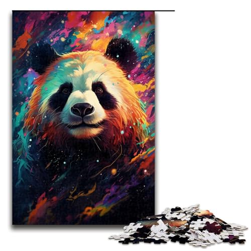 Puzzle mit 1000 Teilen für Erwachsene farbenfrohes psychedelisches Galaxie Panda Puzzle praktisches Spiel einzigartige Heimdekoration und Geschenke 75 x 50 cm von QSYFNBZL