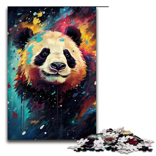 Puzzle mit 1000 Teilen für Erwachsene farbenfrohes psychedelisches Gemälde Panda Puzzle Spiel zum Anfassen einzigartige Heimdekoration und Geschenke 75 x 50 cm von QSYFNBZL