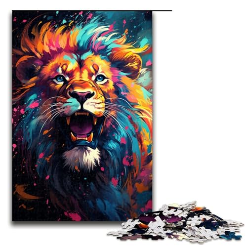 Puzzle mit 1000 Teilen für Erwachsene farbenfrohes psychedelisches Löwen Puzzle praktisches Spiel einzigartige Heimdekoration und Geschenke 75 x 50 cm von QSYFNBZL