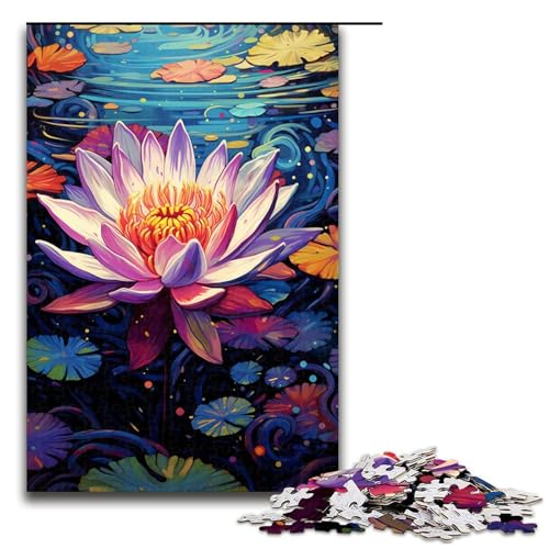 Puzzle mit 1000 Teilen für Erwachsene farbenfrohes psychedelisches Lotus Puzzle praktisches Spiel einzigartige Heimdekoration und Geschenke 75 x 50 cm von QSYFNBZL
