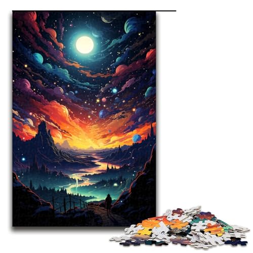 Puzzle mit 1000 Teilen für Erwachsene farbenfrohes psychedelisches Nachtszenen Puzzle praktisches Spiel einzigartige Heimdekoration und Geschenke 75 x 50 cm von QSYFNBZL