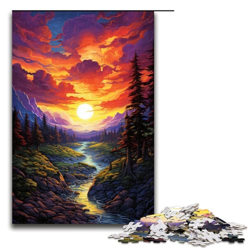 Puzzle mit 1000 Teilen für Erwachsene farbenfrohes psychedelisches Neon Landschaftspuzzle praktisches Spiel einzigartige Heimdekoration und Geschenke 75 x 50 cm von QSYFNBZL