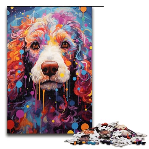 Puzzle mit 1000 Teilen für Erwachsene farbenfrohes psychedelisches Pudel Malpuzzle praktisches Spiel einzigartige Heimdekoration und Geschenke 75 x 50 cm von QSYFNBZL