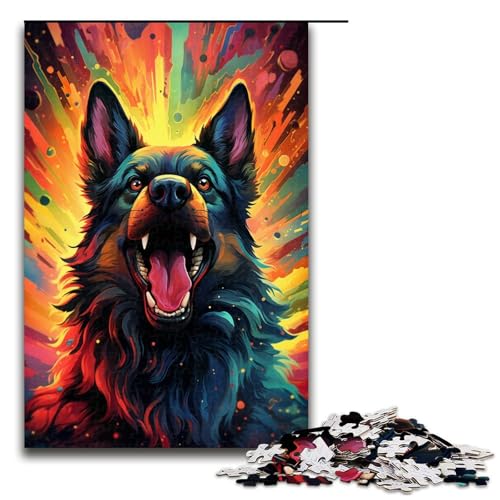 Puzzle mit 1000 Teilen für Erwachsene farbenfrohes psychedelisches Puzzle mit deutschem Schäferhund Geburtstagsgeschenk für Teenager ab 14 Jahren 75 x 50 cm Puzzle mit 1000 Teilen für Erwachsene farbenfrohes psychedelisches Puzzle mit deutschem Schäferhund Geburtstagsgeschenk für Teenager ab 14 Jahren 75 x 50 cm von QSYFNBZL